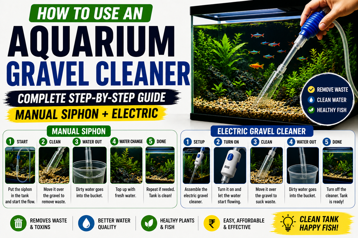 How to Use an Aquarium Gravel Cleaner: Complete Step-by-Step Guide (Manual Siphon + Electric)