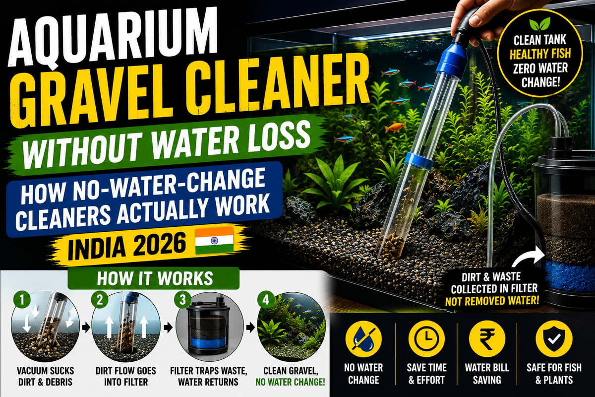 Aquarium Gravel Cleaner Without Water Loss: How No-Water-Change Cleaners Actually Work (India 2026)