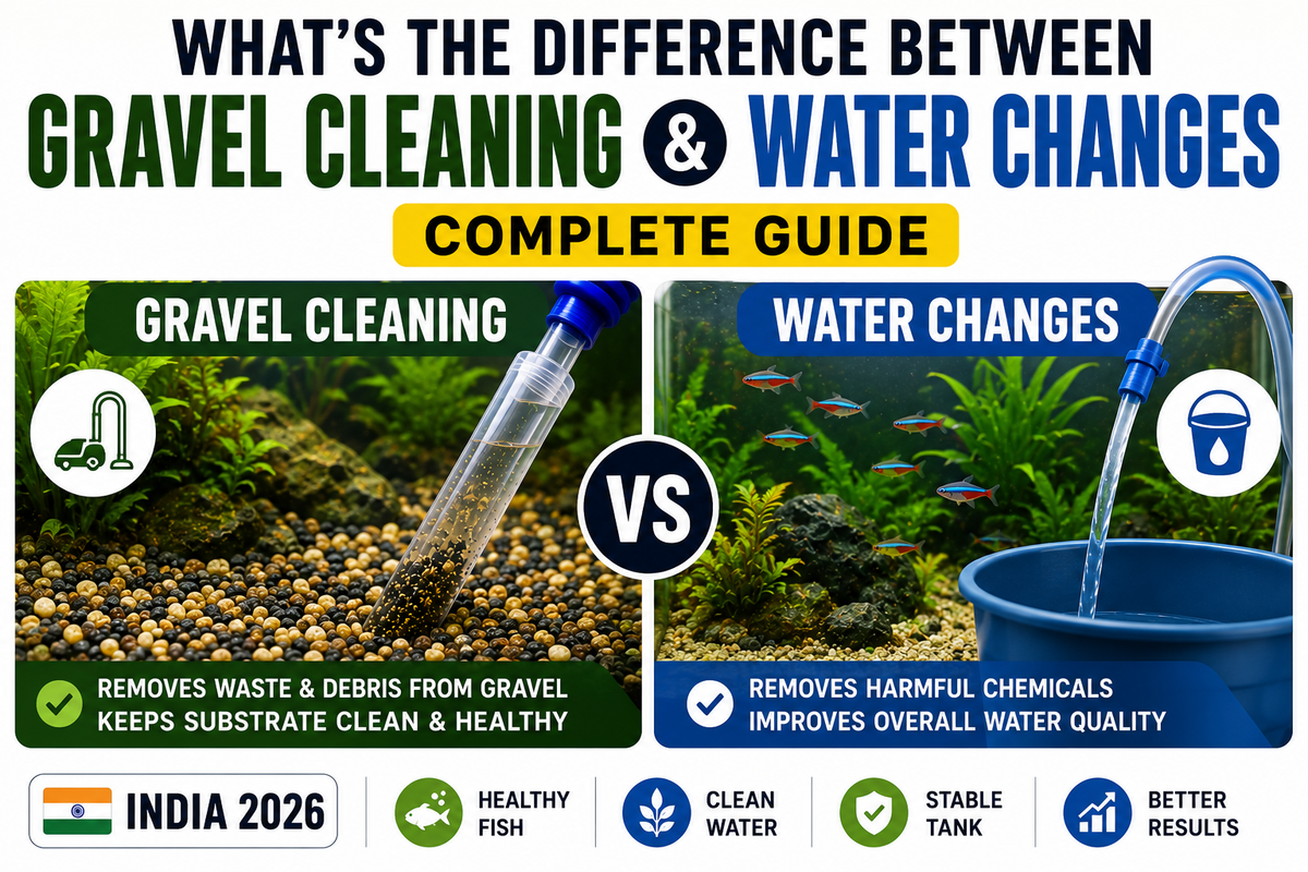 What's the Difference Between Gravel Cleaning and Water Changes? Complete Guide (India 2026)