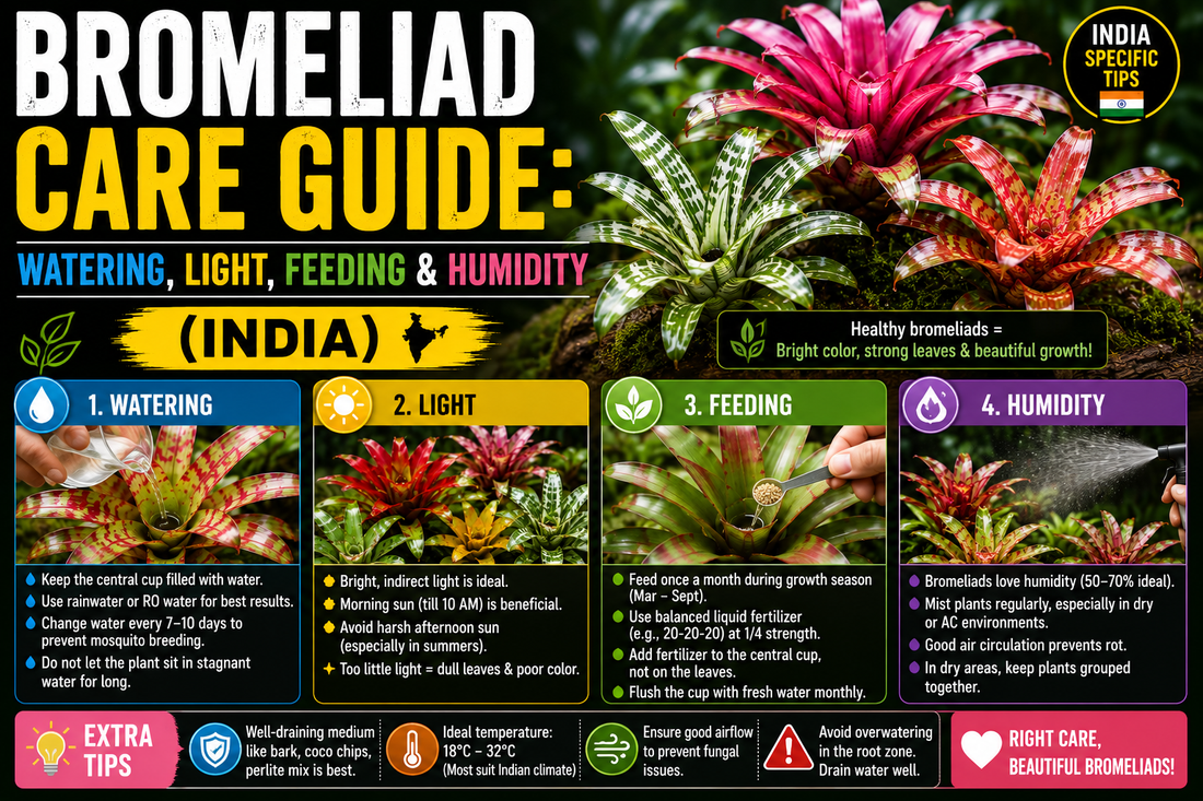 Bromeliad Care Guide: Watering, Light, Feeding & Humidity (India)