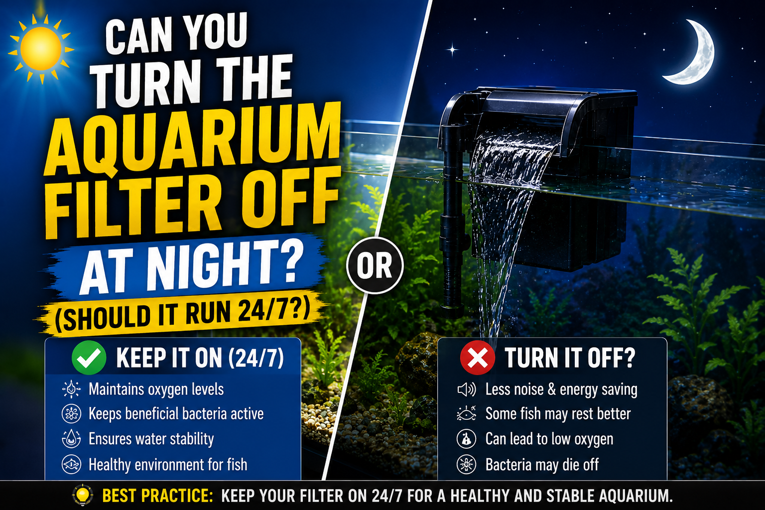 Can You Turn the Aquarium Filter Off at Night? (Should It Run 24/7?)