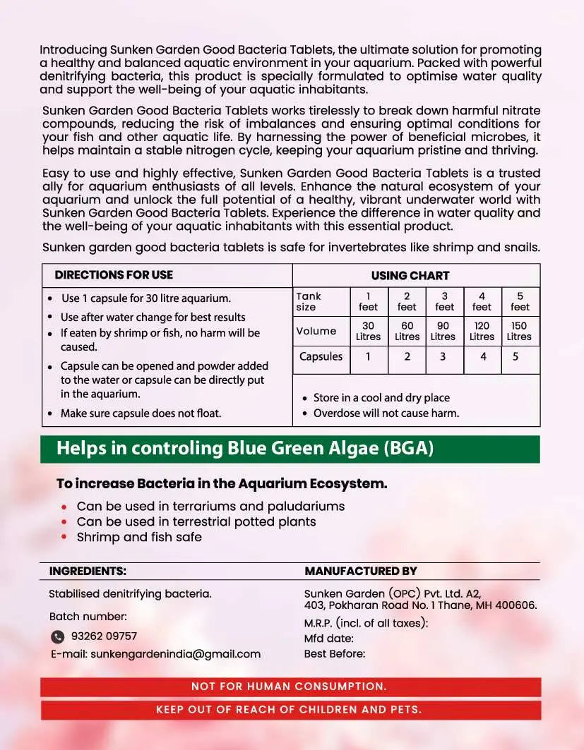 Sunken Garden Bacter Tab (6+1) – Enhance Aquarium Health Naturally Aquarium Products India