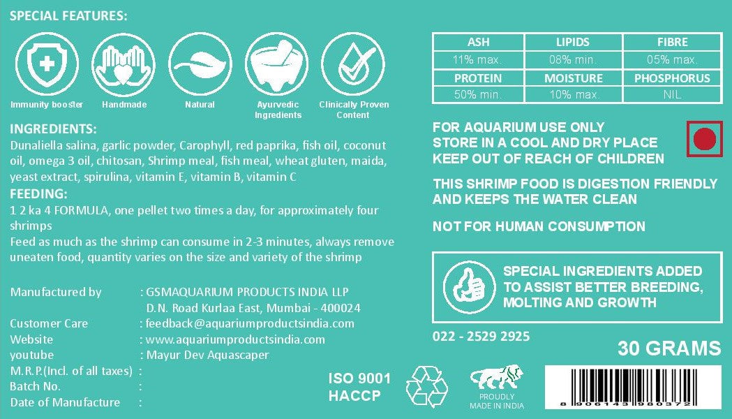 Life AAYU Shrimp Exotic Food 30g - Caridina, CRS & Taiwan Bee Shrimp Feed | Buy Online India