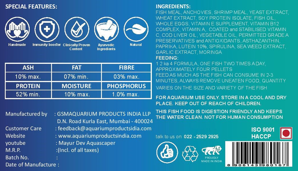 Life AAYU Tropical Treats Fish Food 70g - Spirulina Micro-Pellets | Buy Online India