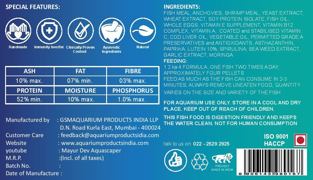Life AAYU Tropical Treats Fish Food 70g - Spirulina Micro-Pellets | Buy Online India