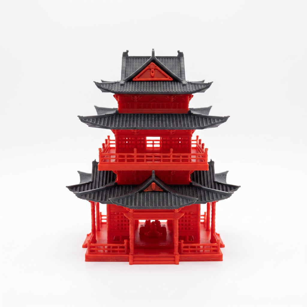 3-Story Pagoda (Aquarium & Terrarium Decor) Front View