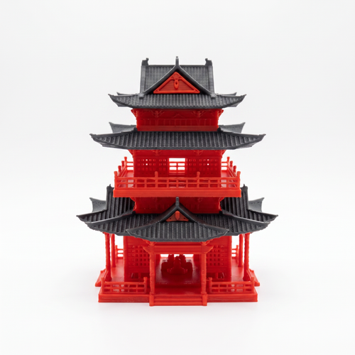 3-Story Pagoda (Aquarium & Terrarium Decor) Front View