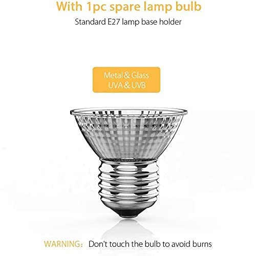 Blue Pet BL-F01 50W Reptile Heat Lamp | UVA/UVB Basking Lamp with Adjustable Heat & Clamp for Turtle, Tortoise & Bearded Dragon
