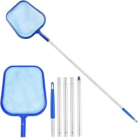 Pond cleaning net and cleaning brush kit with blue handle