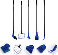 Blue PET 5 in 1 Aquarium/Fish Tank Cleaning Kit/Tool, Algae Scraper, Fish Net, Sponge, Plant Fork, Gravel Rake, Length 19 inches (FPD-51A)