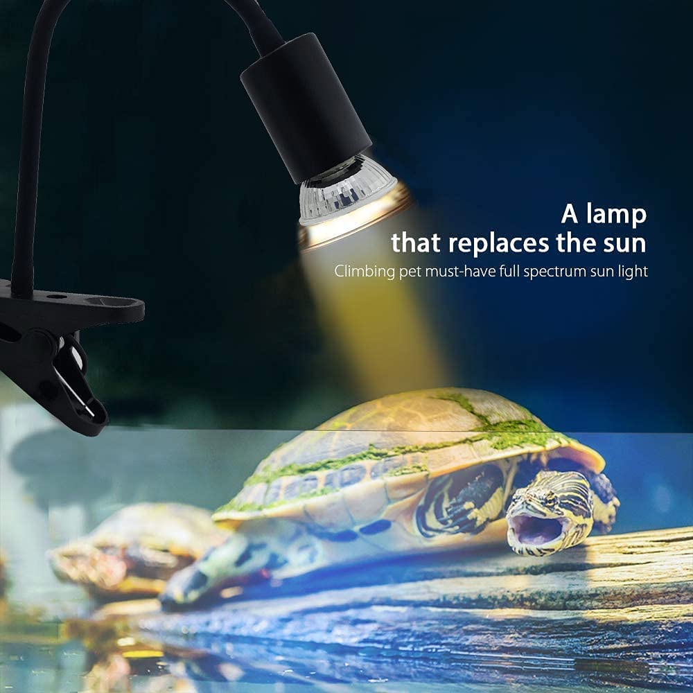 Blue Pet BL-F01 50W Reptile Heat Lamp | UVA/UVB Basking Lamp with Adjustable Heat & Clamp for Turtle, Tortoise & Bearded Dragon