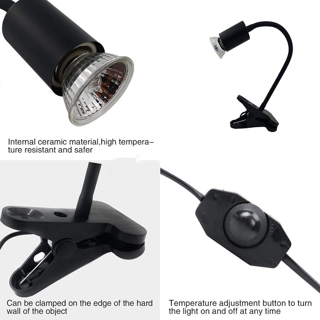 Blue Pet BL-F01 50W Reptile Heat Lamp | UVA/UVB Basking Lamp with Adjustable Heat & Clamp for Turtle, Tortoise & Bearded Dragon