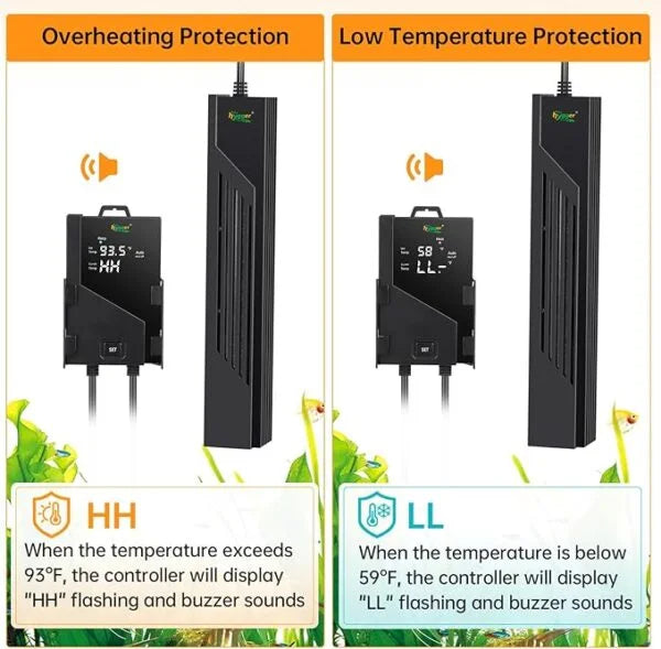 Black Hole Aquarium Heater with Intelligent Temperature Controller | Fast Heat Storage | Precise Temperature Control | Freshwater & Saltwater
