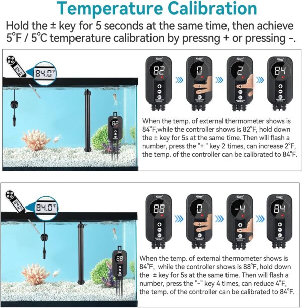 Hygger HG085-500W Digital Aquarium Heater with Titanium Construction | 500W Temperature Control Heater for 315-360L Aquariums