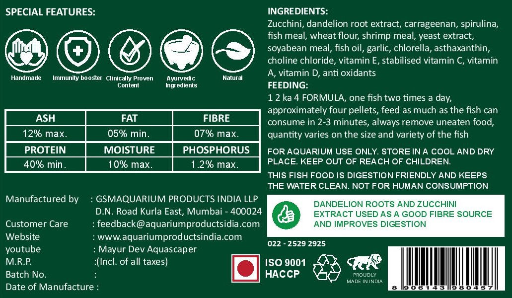 Life AAYU Algae Wafer Fish Food 45g - Zucchini & Dandelion Wafers for Plecos | Buy Online India