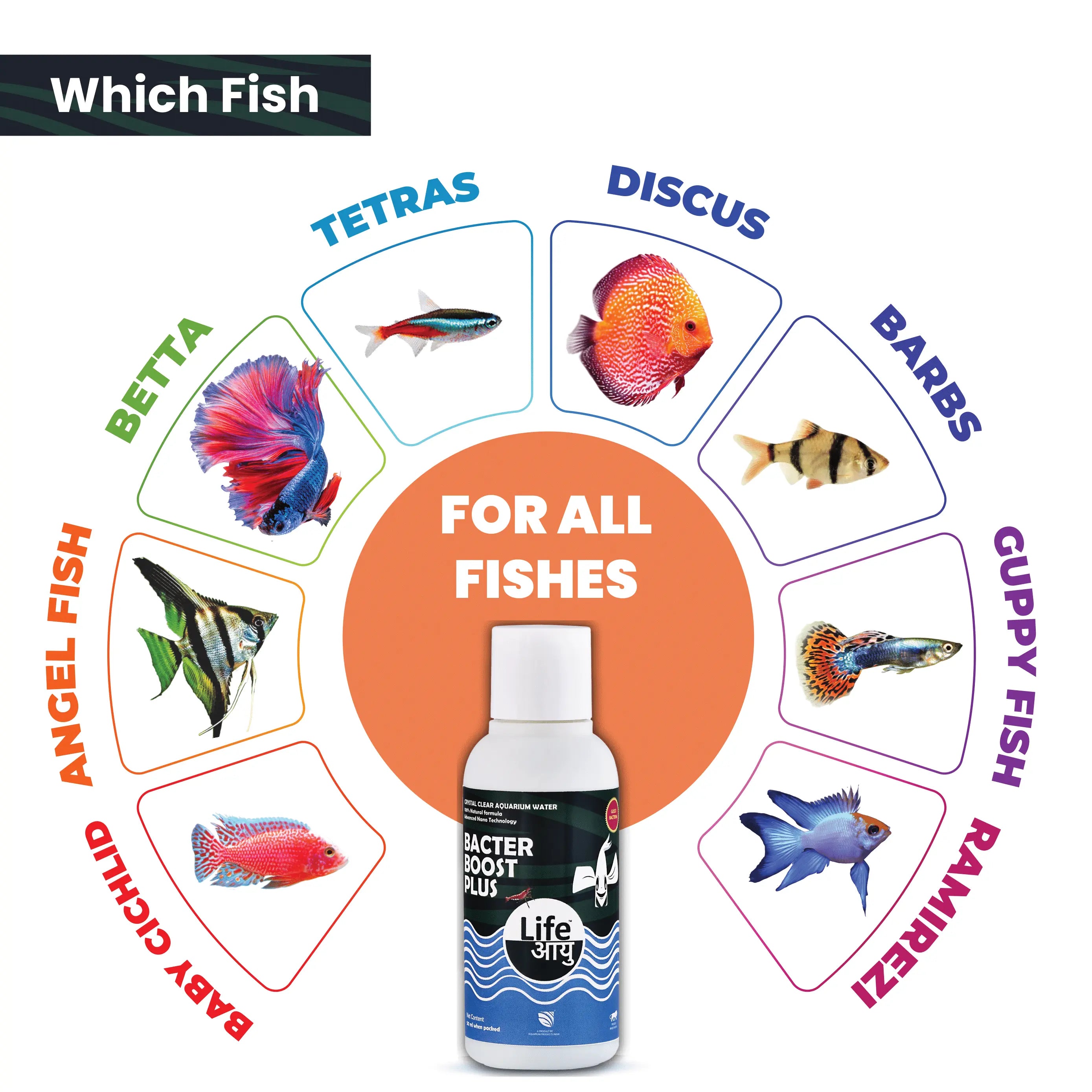 Life Aayu Bacter Boost Plus – Natural Aquarium Bacteria Starter for Clear Water, Ammonia Control Eco Balance | 100% Shrimp Safe Aquarium Products India