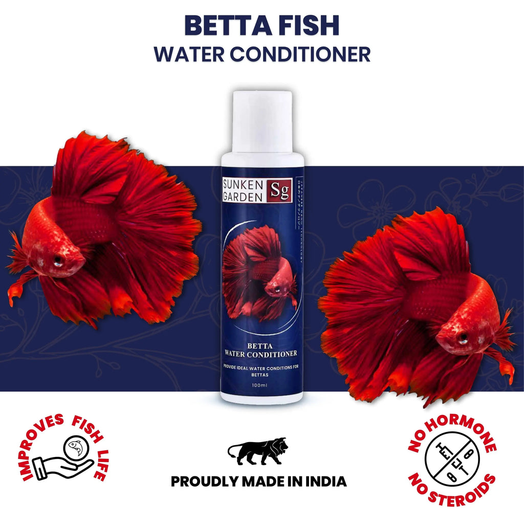 Sunken Garden Betta Fish Water Conditioner | Chlorine Neutralizer + Fin Rot Protection + pH Balancer | Made for Indian Aquariums Sunken Garden Pvt Ltd