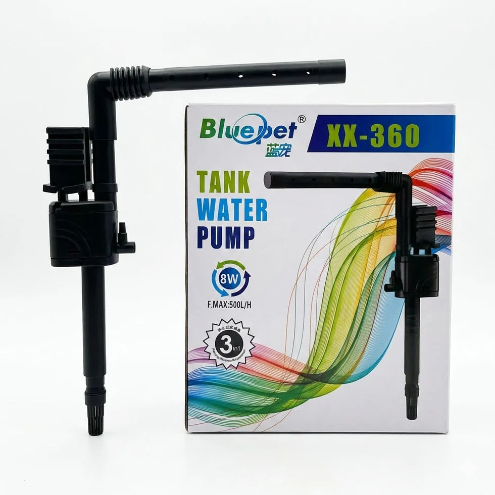 Bluepet XX-360 Aquarium Water Pump (8W) – 500L/H 3-in-1 Submersible Filter Pump Onyxaqua