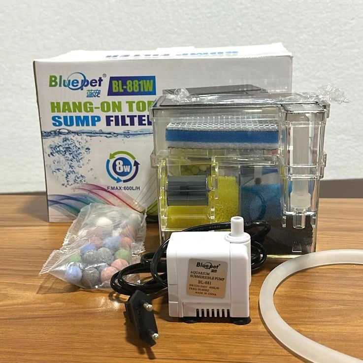 Blue Pet BL-881W Hang-On Top Sump Filter 8 Watts 600 L/H Onyxaqua
