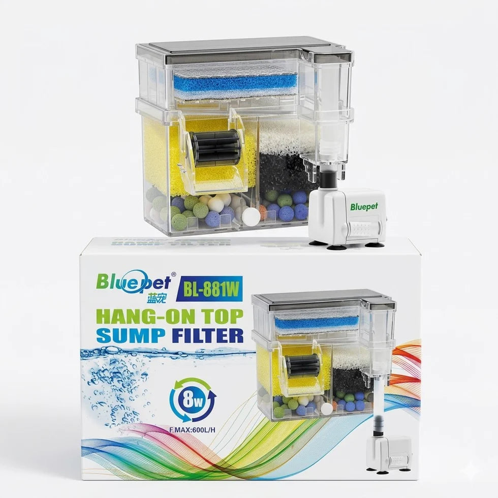 Blue Pet BL-881W Hang-On Top Sump Filter 8 Watts 600 L/H Onyxaqua