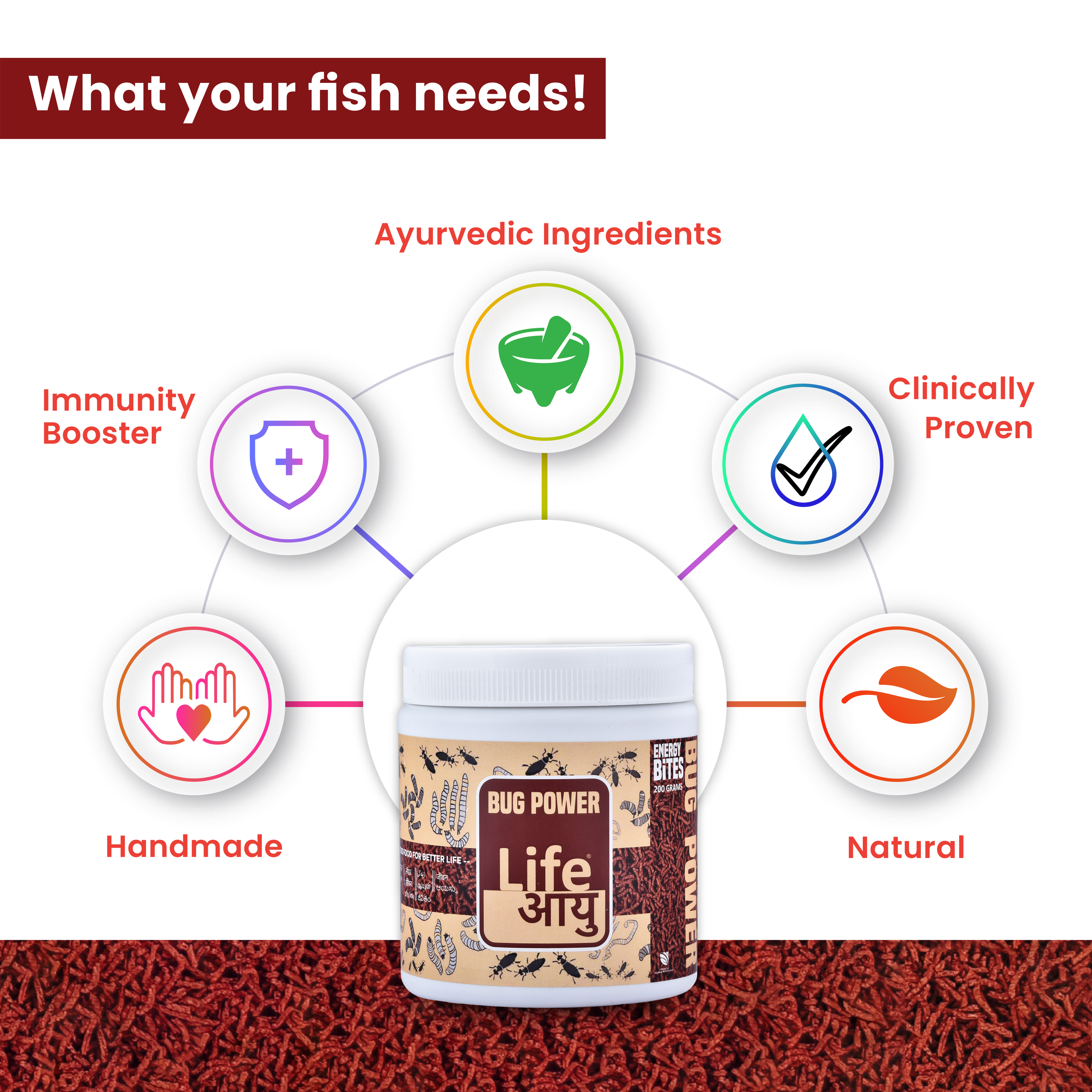 LIFE AAYU BUG POWER FISH FOOD 500 gm