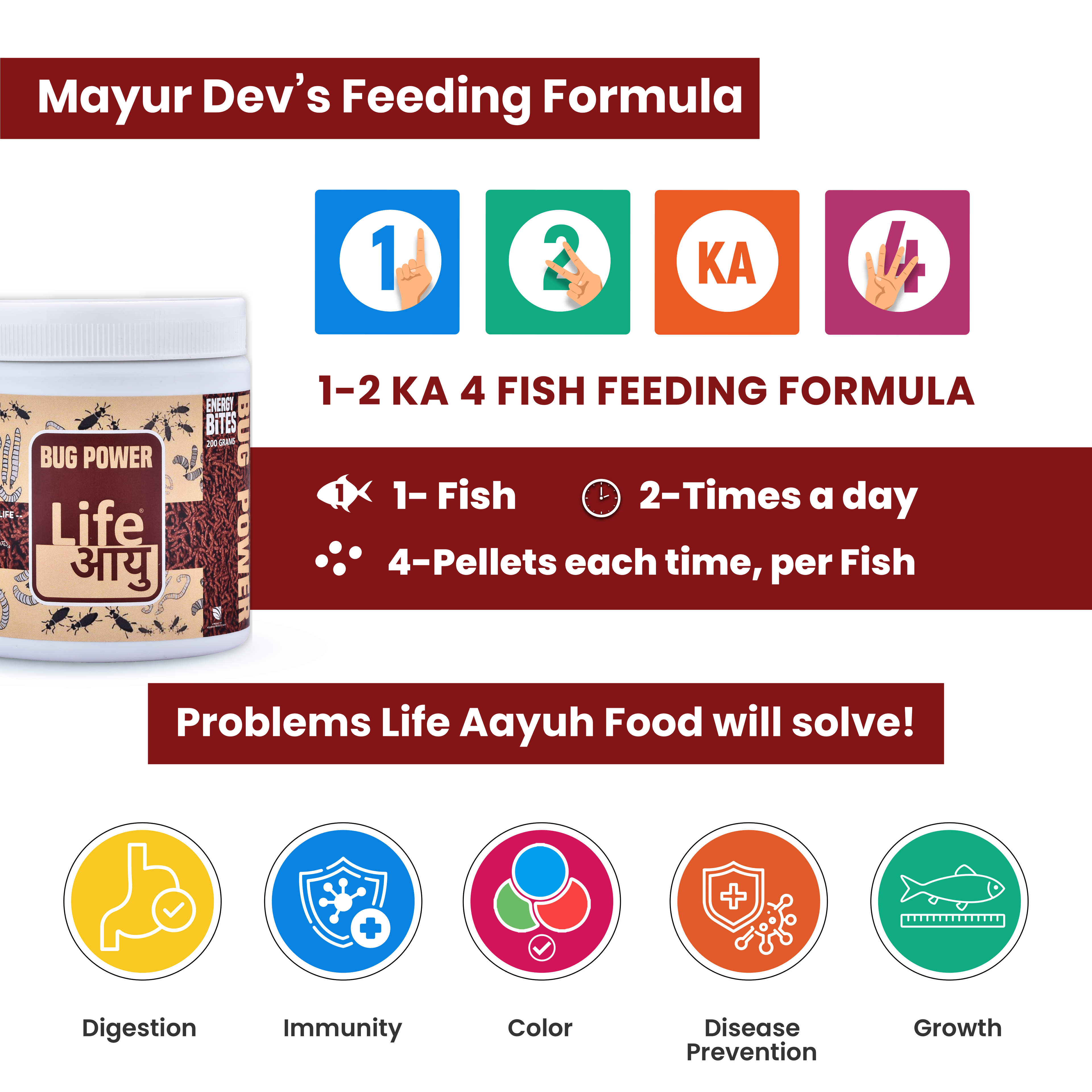 LIFE AAYU BUG POWER FISH FOOD 500 gm