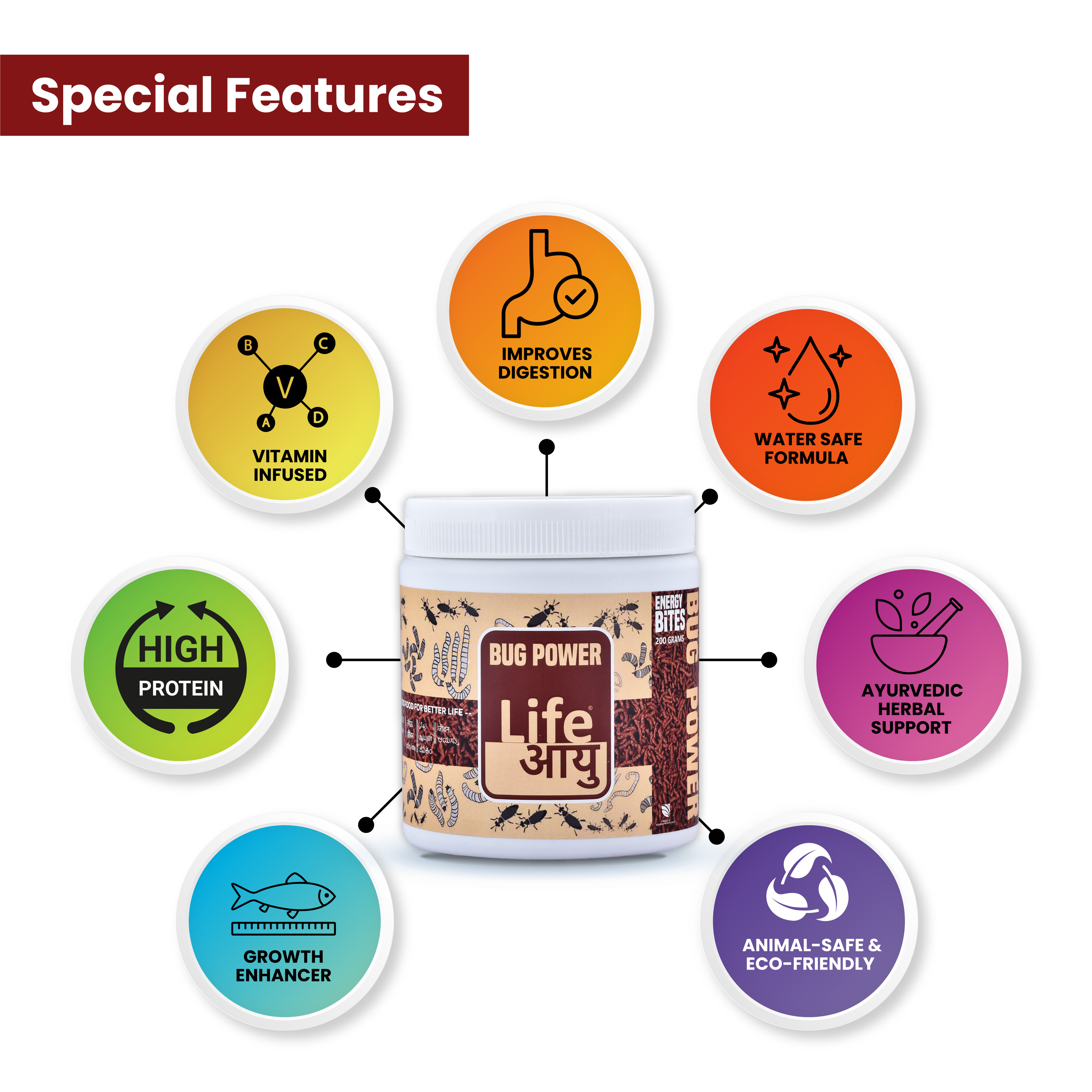 LIFE AAYU BUG POWER FISH FOOD 500 gm