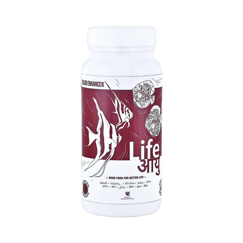 Life AAYU Red Fish Food – Ayurvedic Color Booster Pellets with Anchovy & Paprika | For All Fish Sizes Aquarium Products India