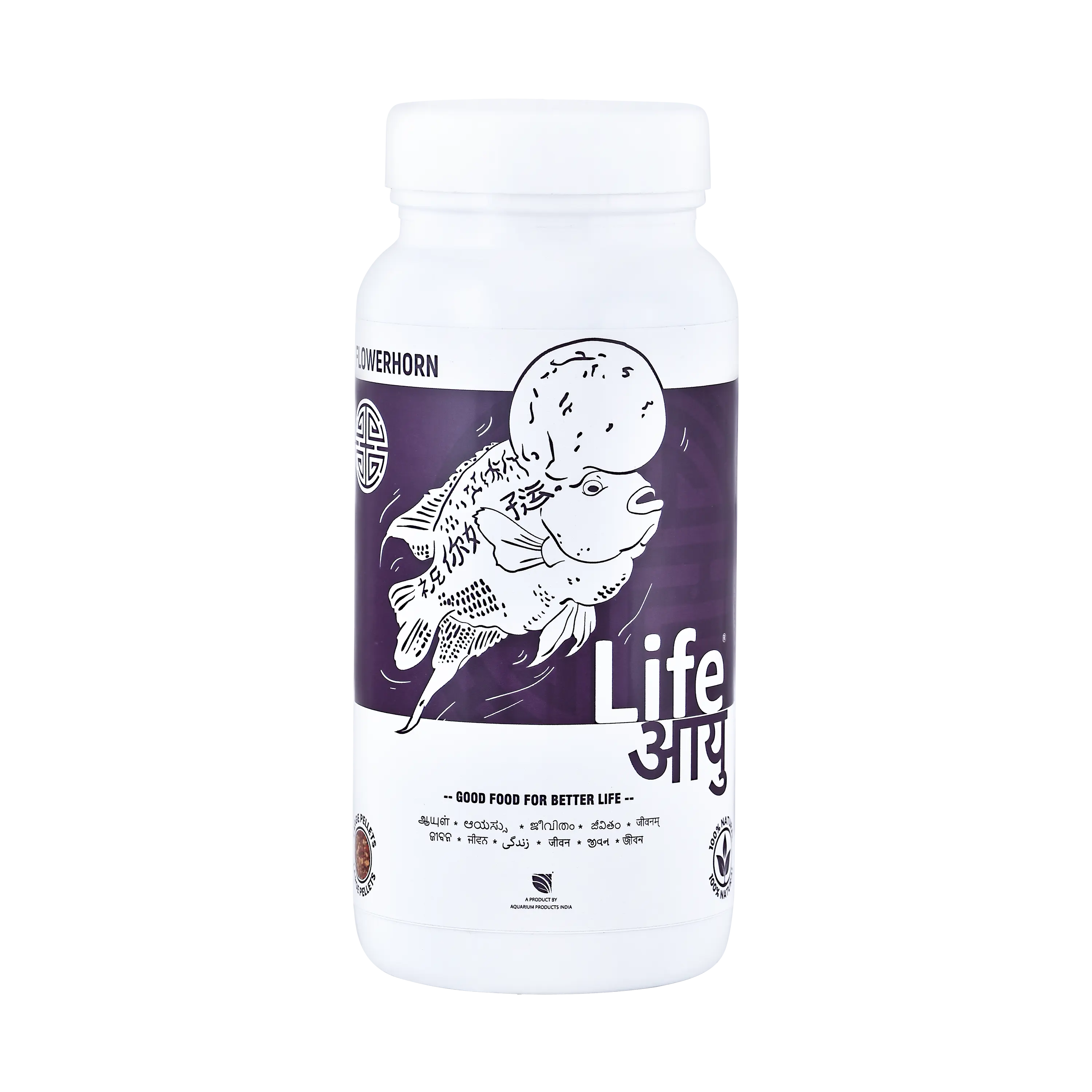 Life AAYU Flowerhorn Food – Ayurvedic Growth & Color Boost Formula for Juvenile And Adult Flowerhorns | With Papaya, Red Paprika & Tulsi Aquarium Products India