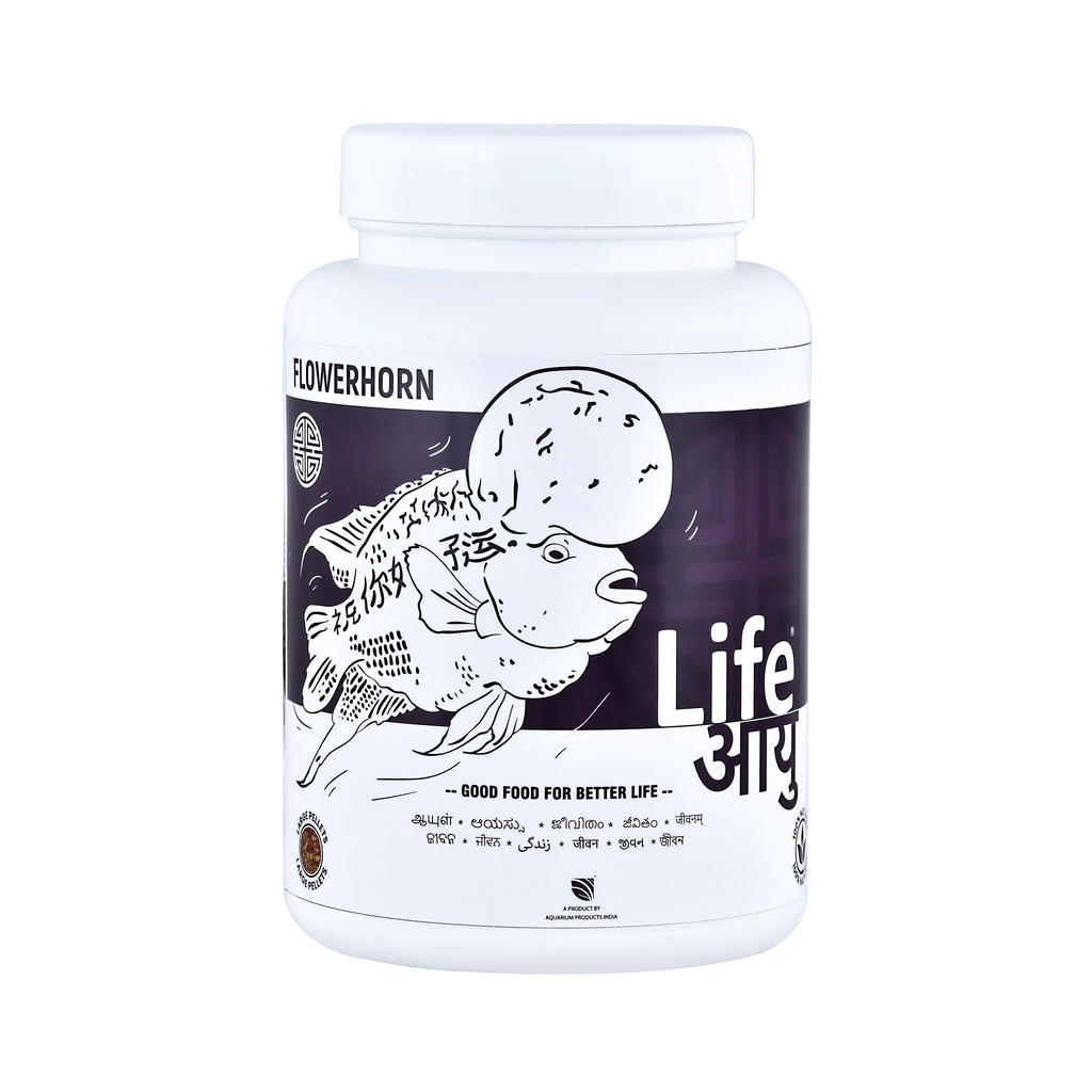 Life AAYU Flowerhorn Food – Ayurvedic Growth & Color Boost Formula for Juvenile And Adult Flowerhorns | With Papaya, Red Paprika & Tulsi Aquarium Products India