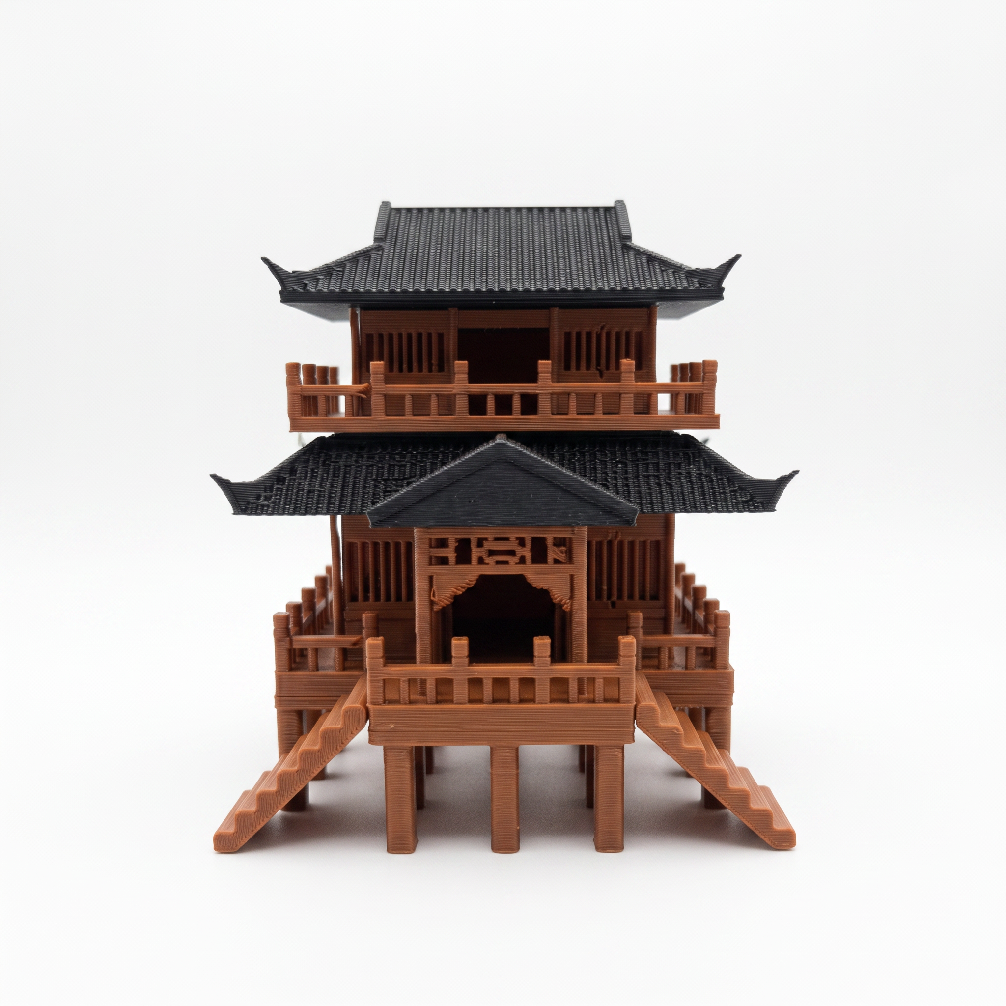 Double-Story Elevated Pavilion (Aquarium & Terrarium Decor) Front View