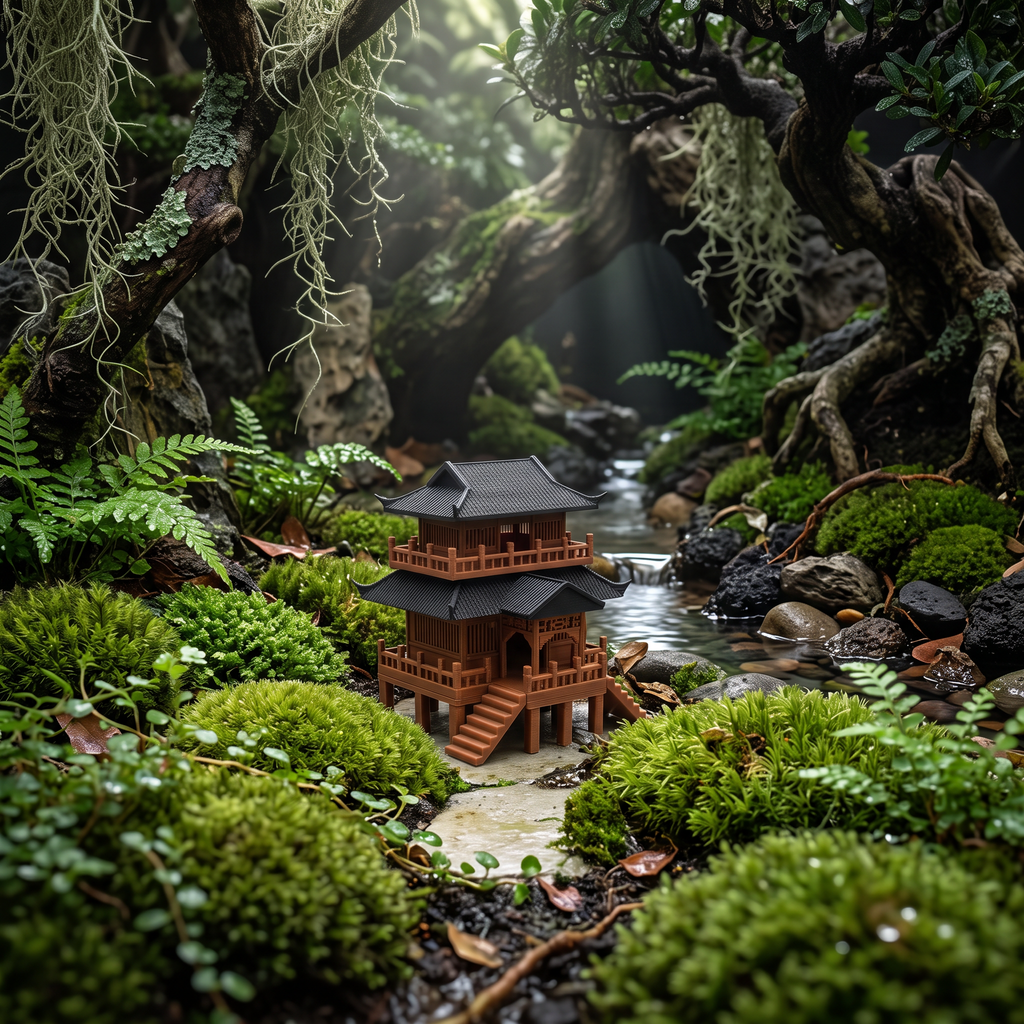 Double-Story Elevated Pavilion (Aquarium & Terrarium Decor) In Terrarium