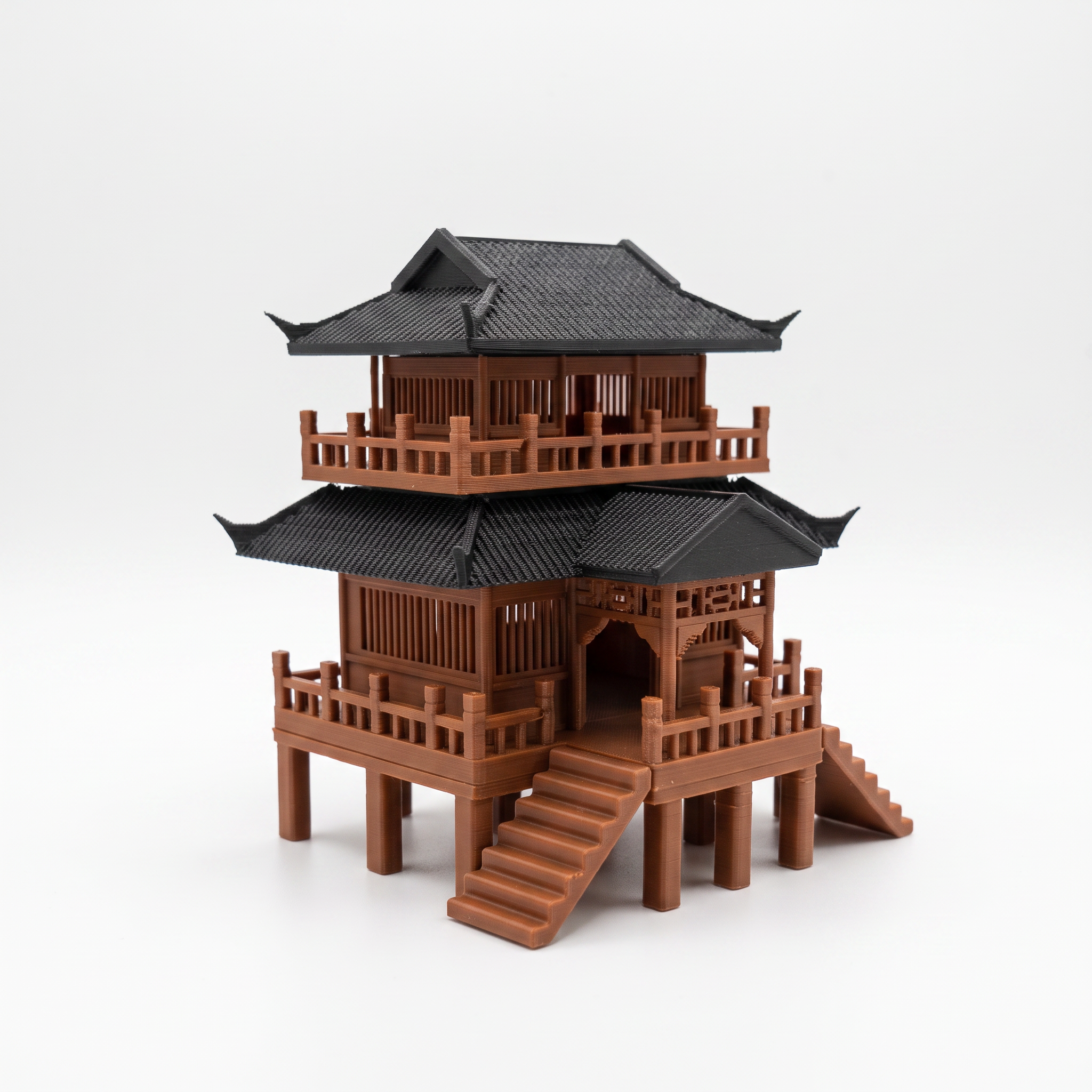 Double-Story Elevated Pavilion (Aquarium & Terrarium Decor) Side View