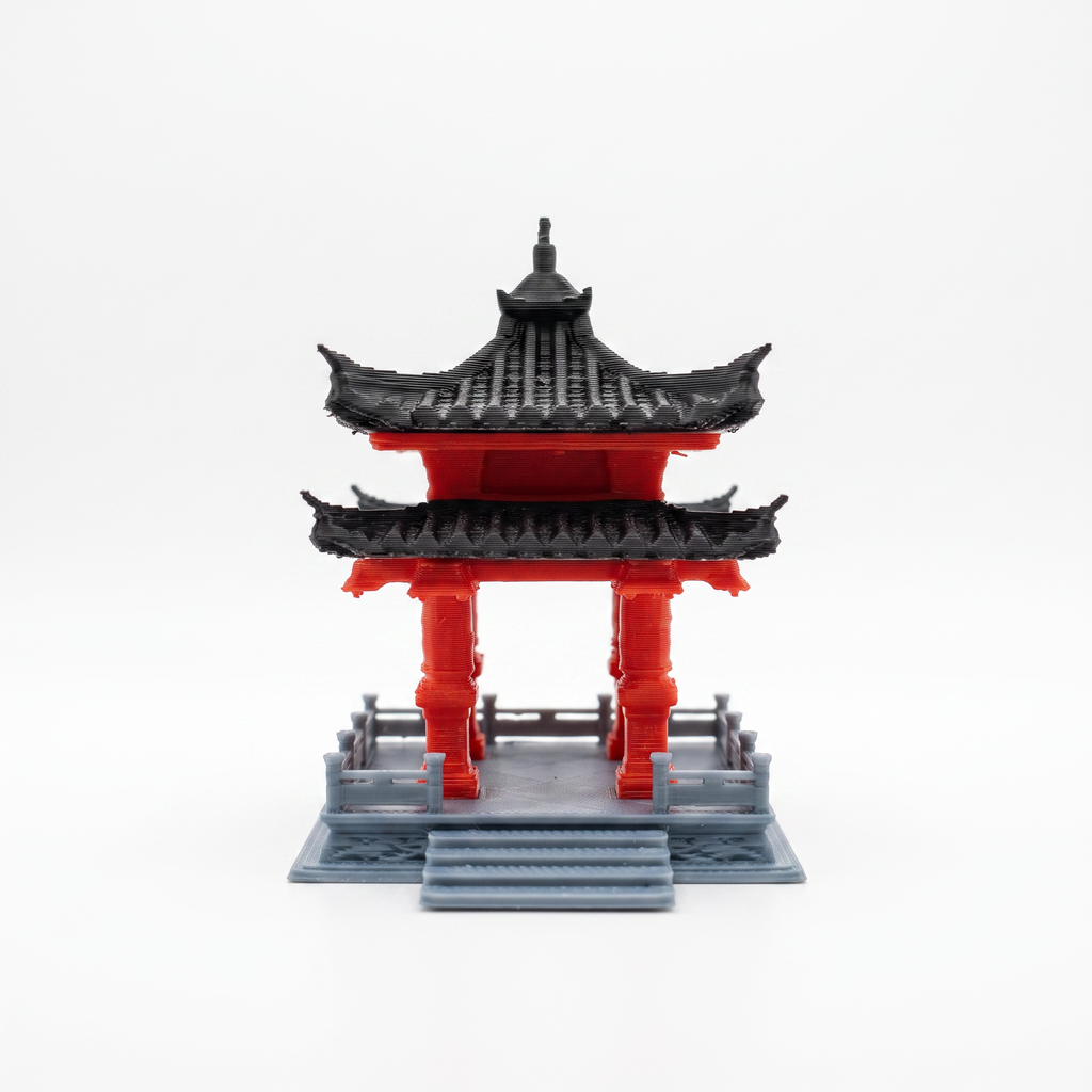 Elevated 4-Pole Pavilion (Aquarium & Terrarium Decor) Front View