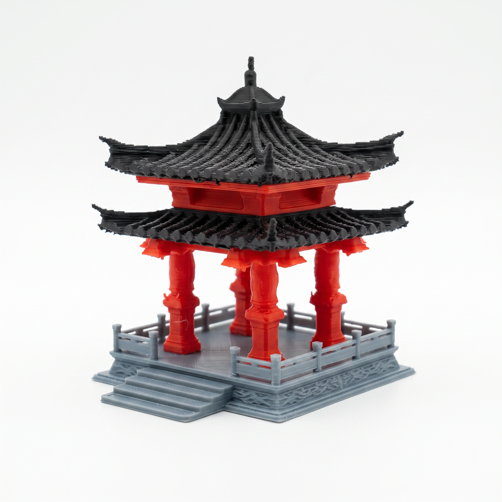 Elevated 4-Pole Pavilion (Aquarium & Terrarium Decor) Side View
