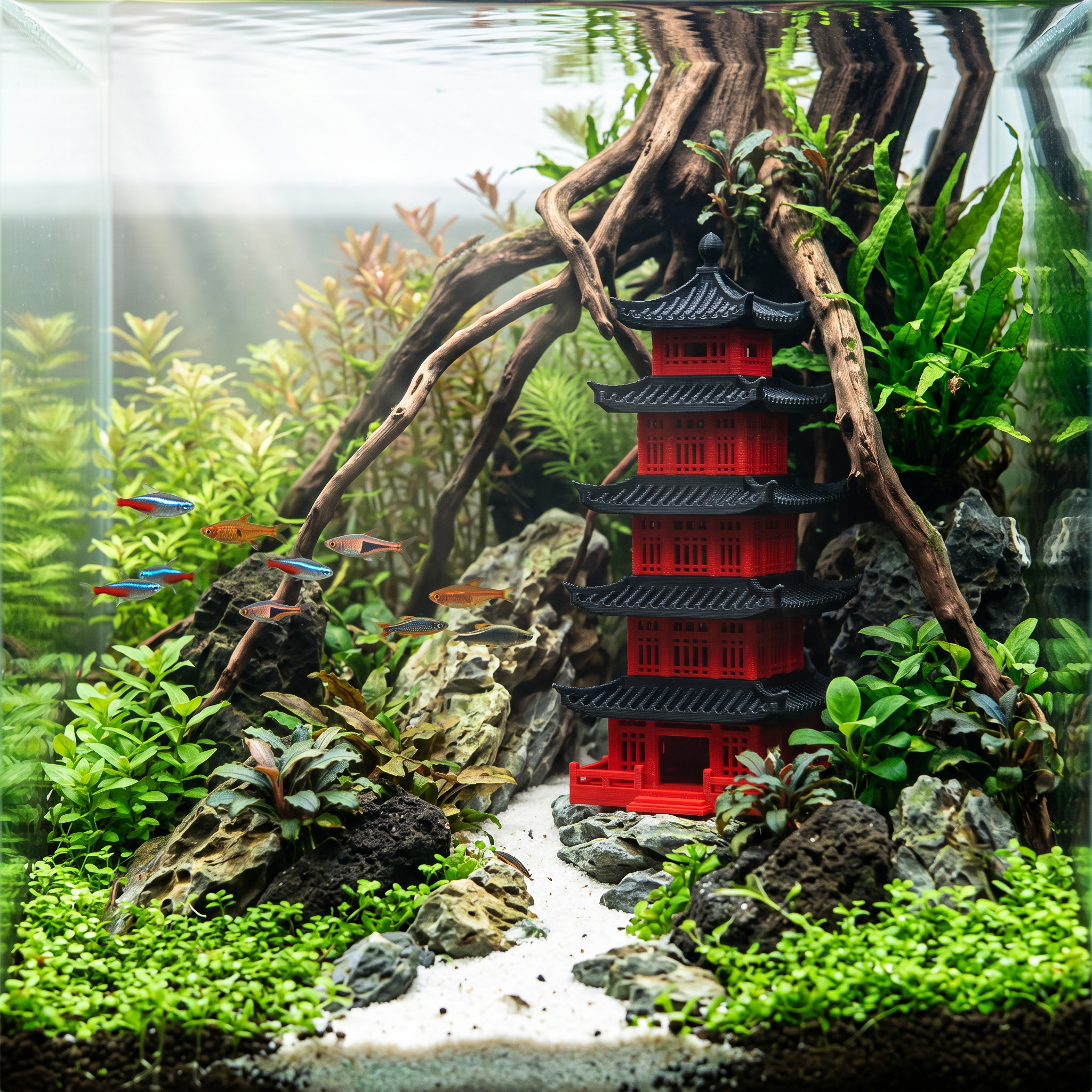 5-Level Pagoda Aquarium & Terrarium Decor Ornament (12.5 cm)