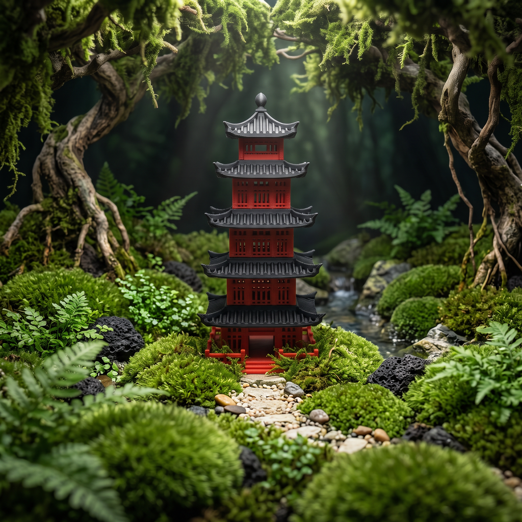 5-Level Pagoda Aquarium & Terrarium Decor Ornament (12.5 cm)