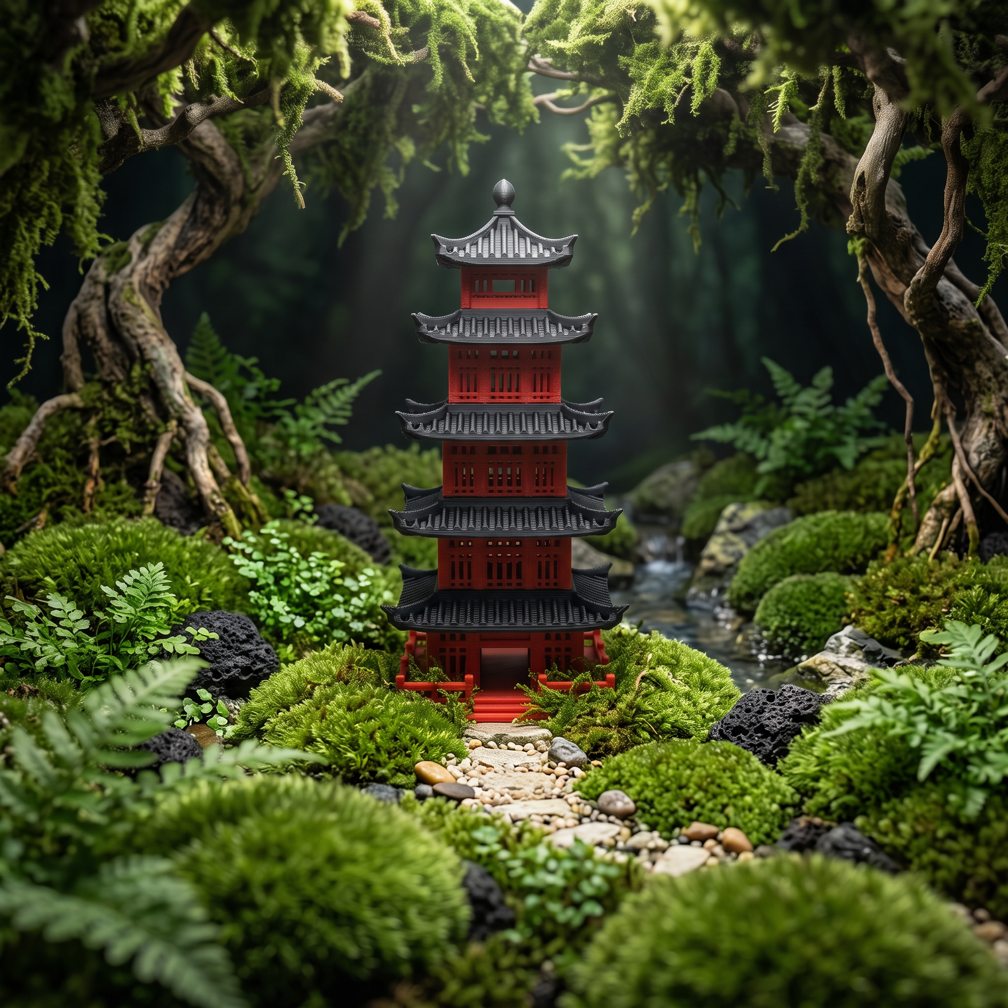 5-Level Pagoda Aquarium & Terrarium Decor Ornament (12.5 cm)