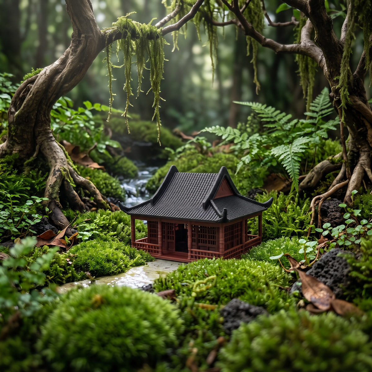 Single-Story Cottage – 3D-Printed Aquarium & Terrarium Decor Ornament (5.5 cm)