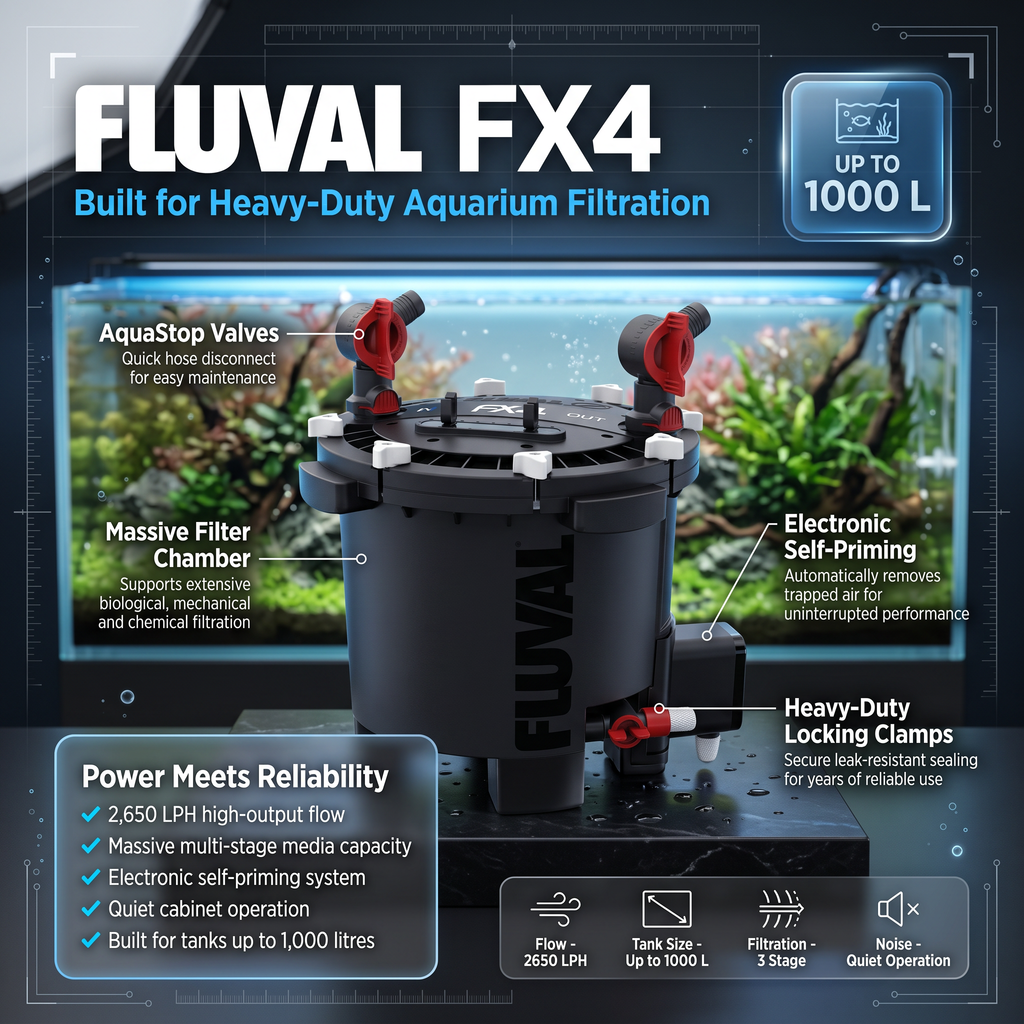 Fluval FX4 Aquarium Canister Filter | up to 1000L (6 ft+) | Fish Bazaar
