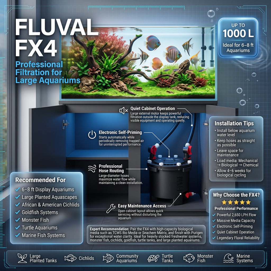 Fluval FX4 Aquarium Canister Filter | up to 1000L (6 ft+) | Fish Bazaar