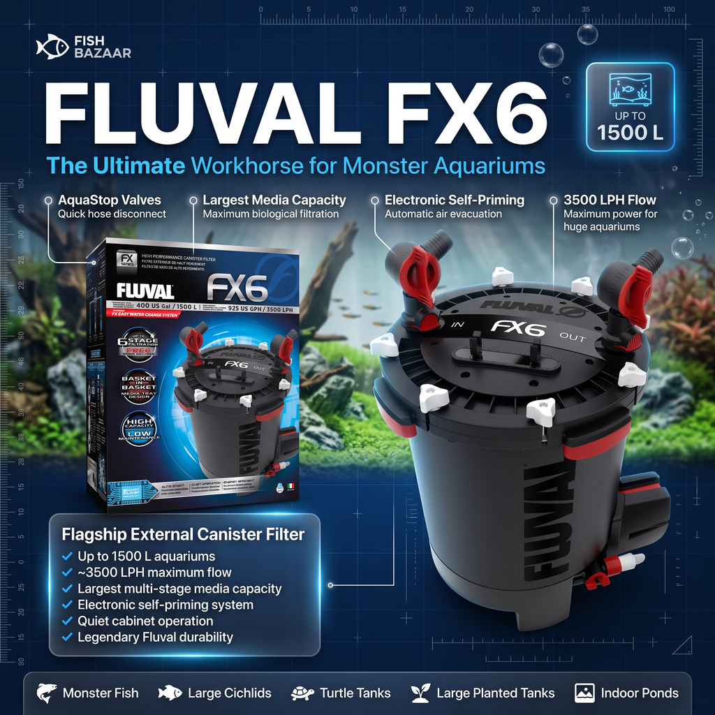 Fluval FX6 Aquarium Canister Filter | up to 1500L (6 ft+) | Fish Bazaar