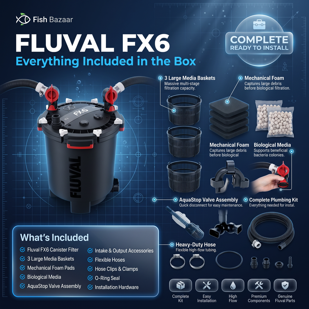 Fluval FX6 Aquarium Canister Filter | up to 1500L (6 ft+) | Fish Bazaar