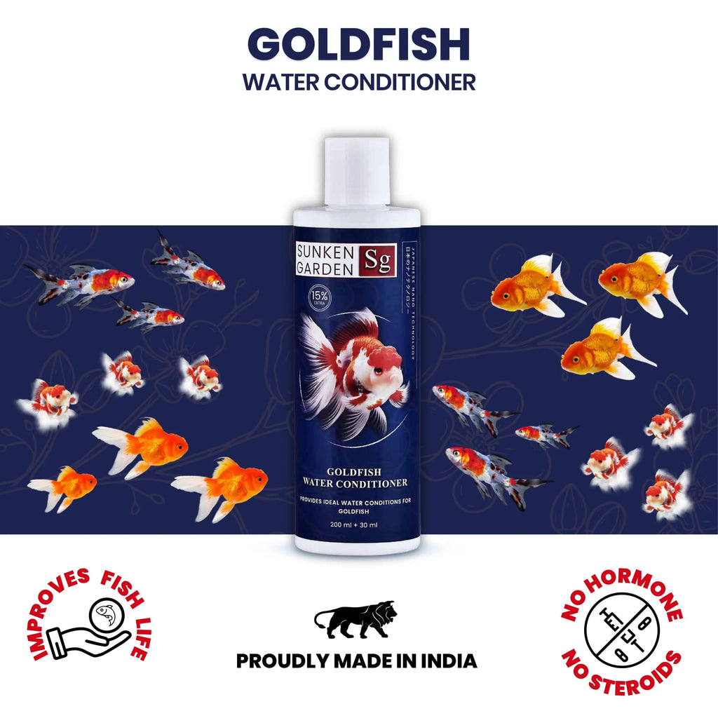 Sunken Garden Goldfish Water Conditioner | pH Stabilizer + Dechlorinator + Parasite Prevention | Made for Indian Tap Water Sunken Garden Pvt Ltd