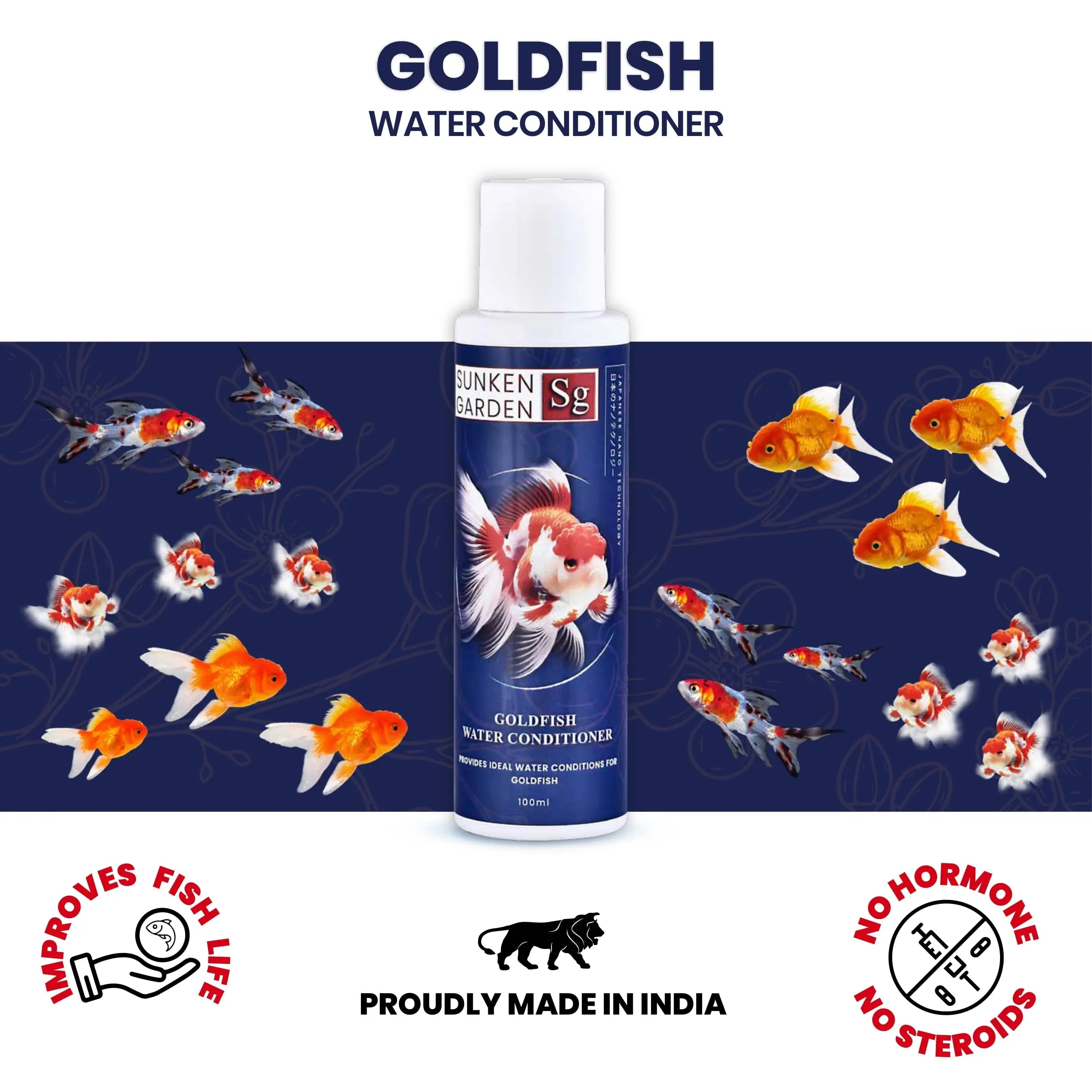 Sunken Garden Goldfish Water Conditioner | pH Stabilizer + Dechlorinator + Parasite Prevention | Made for Indian Tap Water Sunken Garden Pvt Ltd
