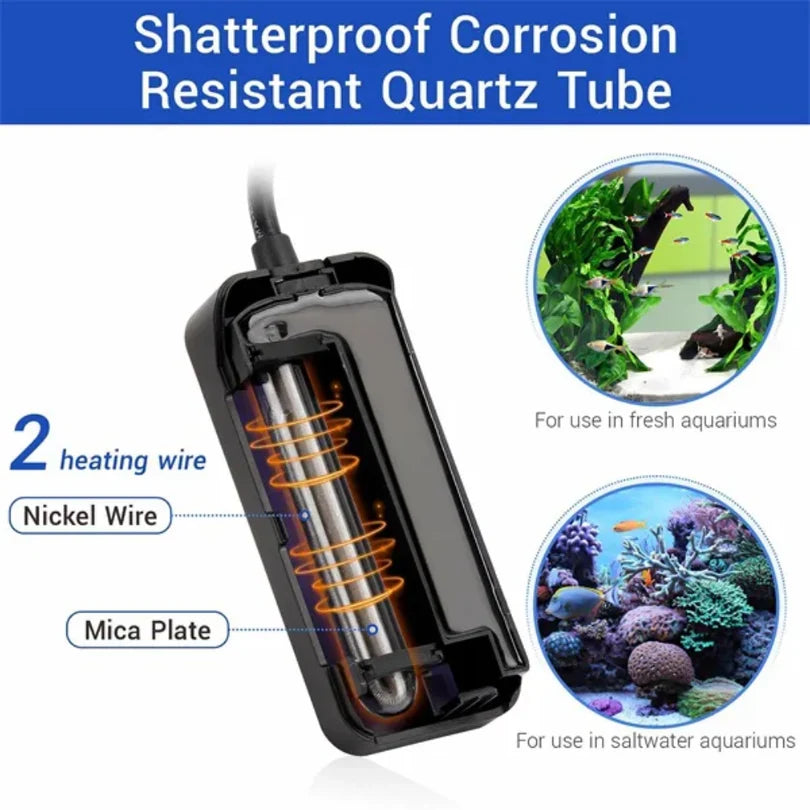 Hygger HG045 100W Compact Aquarium Heater | For Betta & Small Tanks up to ~100 L / 2 ft