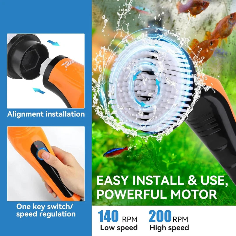 Hygger HG086 Electric Rechargeable Aquarium Cleaning Tool Kit | Cordless, Multi-Functional