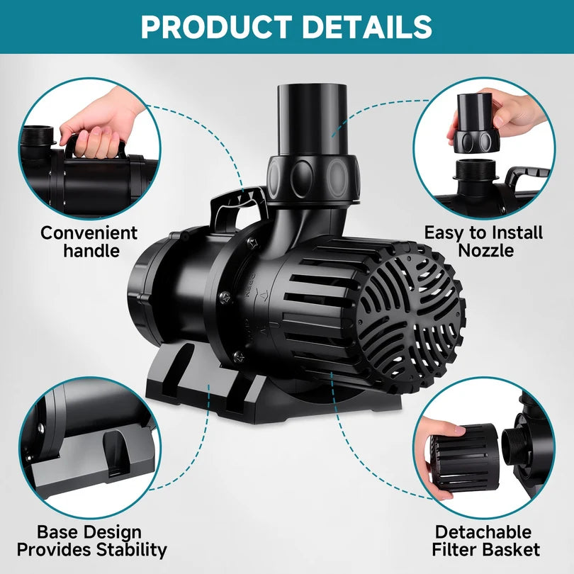 Hygger HG116-230W High-Performance Pond Water Pump | 25,000 LPH, 29.5 ft Head