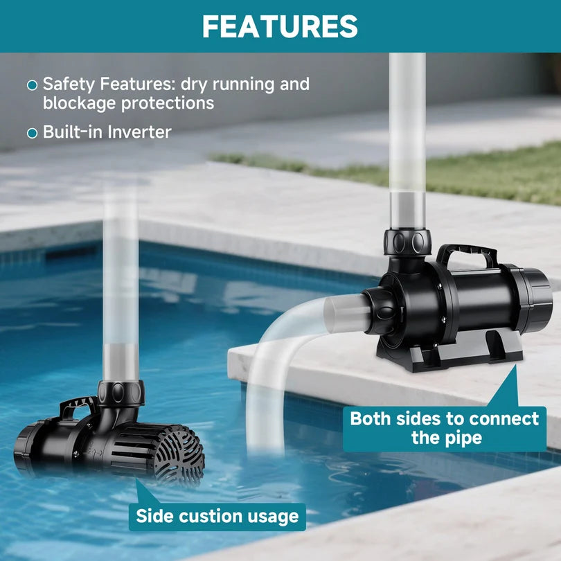 Hygger HG116-130W High-Performance Pond Water Pump | 16,000 LPH, 21 ft Head