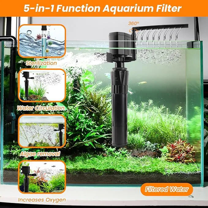 Hygger HG139 5W Aquarium Filter with UV Light | 430 LPH
